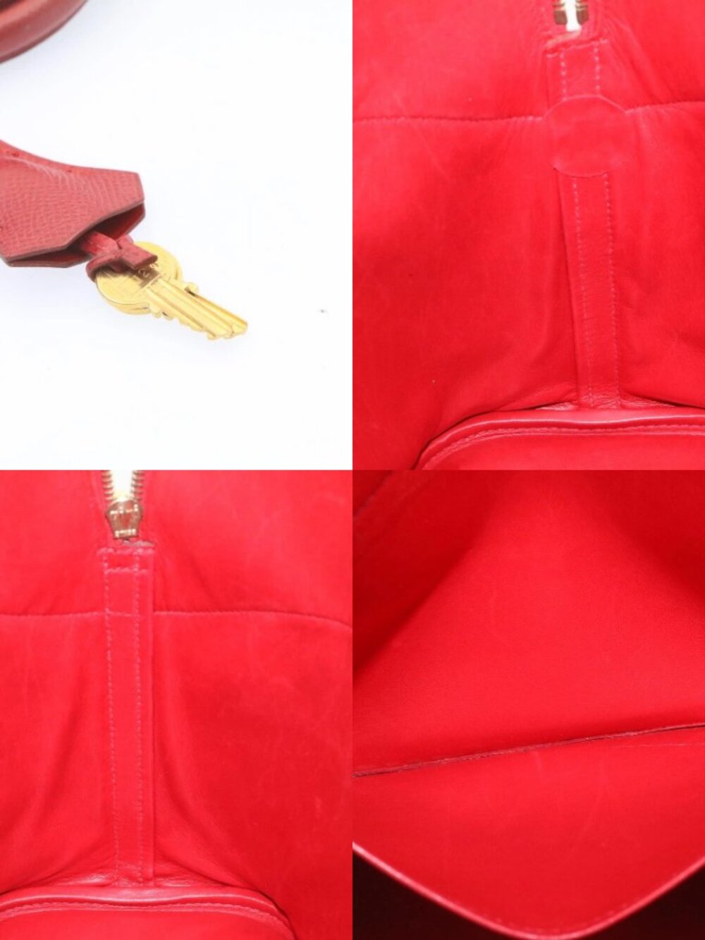 HERMES Bolide 37 Hand Bag Leather Red Auth nh122SAM - Picture 15 of 16